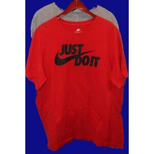 Lot of 2 Nike Tee Shirts Mens XL Red Gray Short Sleeve  "Just Do It" Athleisure